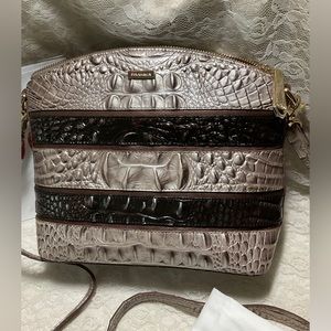 Brahmin Mini Duxbury CHARDONNAY SEINE Melbourne Croc Embossed Leather Crossbody